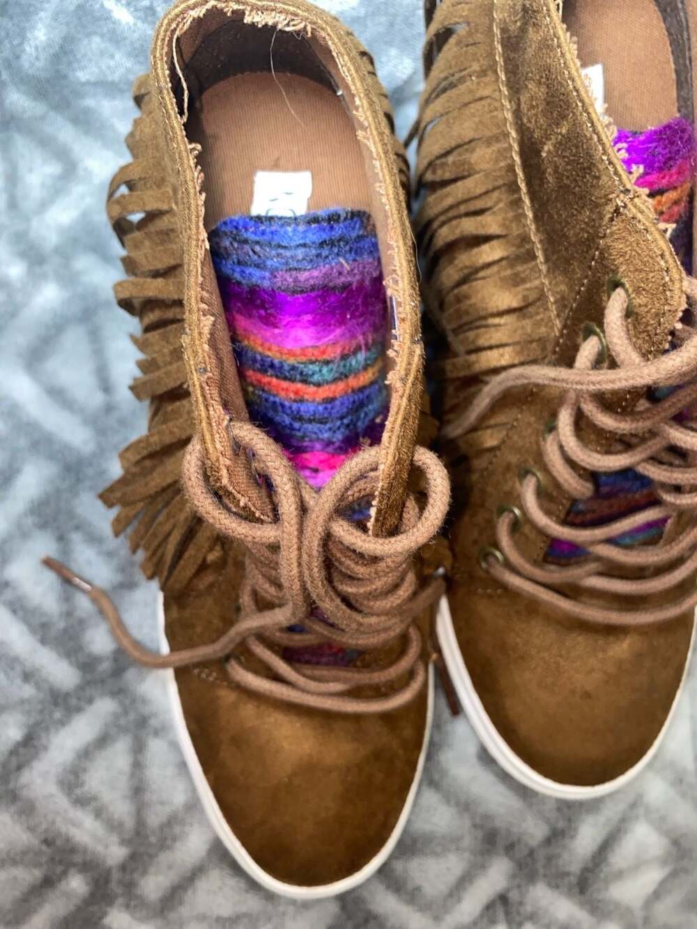 Not Rated Nick Brown Micro Suede Fringe Hidden Wedge Sneaker - Picture 5 of 7